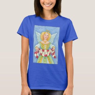 Schattige Cartoon Kerstengel Halo met Vreugde Bann T-shirt