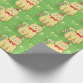 Schattige Cartoon Kerstkat met Sinterklaashoed Cadeaupapier (Hoek)