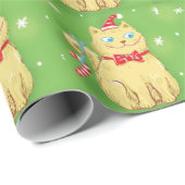 Schattige Cartoon Kerstkat met Sinterklaashoed Cadeaupapier (Rol Hoek)
