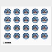 Schattige Cartoon Kerstliedjes zingende Pinguïns Ronde Sticker (Vel)