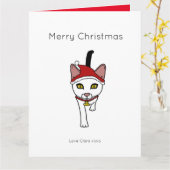 Schattige cartoon Kerstman Kat Kaart (Gele Bloem)