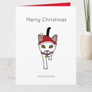 Schattige cartoon Kerstman Kat Kaart