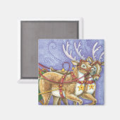 Schattige Cartoon Kerstman Kerstman slee rendier Magneet (Voorkant / Achterkant)