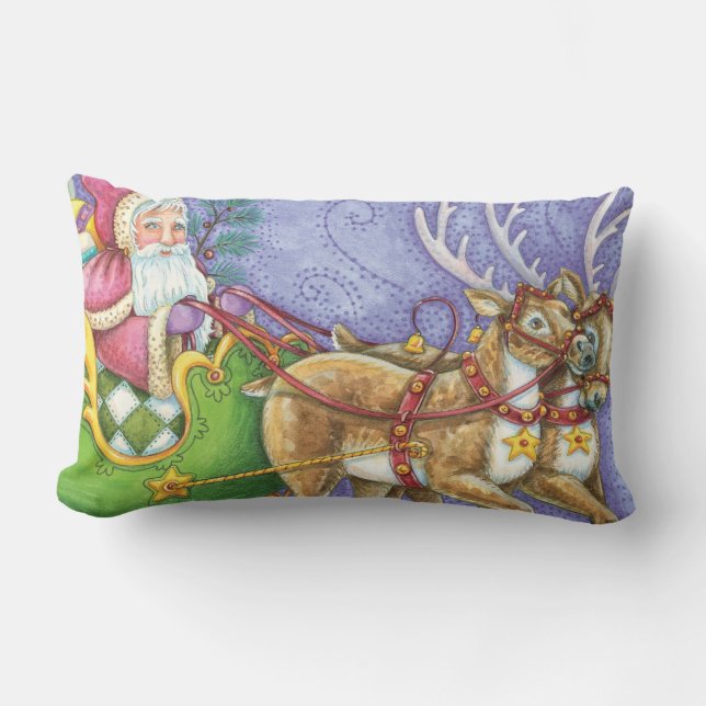 Schattige Cartoon Kerstman slee Kerstmis rendier Kussen (Voorkant)