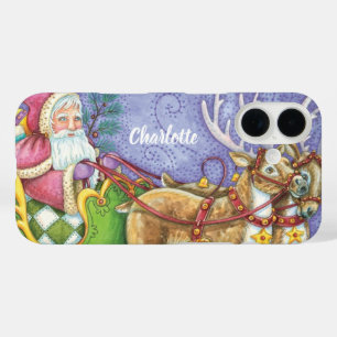Schattige Cartoon Kerstman slee rendier iPhone 16 Hoesje