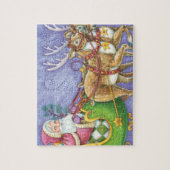 Schattige Cartoon Kerstman slee rendier Legpuzzel (Verticaal)