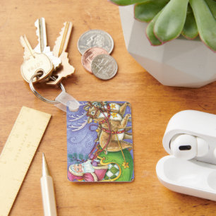 Schattige Cartoon Kerstman slee slee rendieren Sleutelhanger