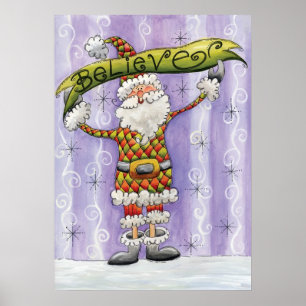 Schattige Cartoon Kerstmis, Ik geloof in Sinterkla Poster