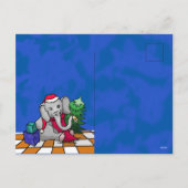 Schattige Cartoon Kerstolifant met Santa Hat Feestdagenkaart (Achterkant)