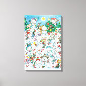 Schattige Cartoon Kerstpoolbeer Pinguïn Feest Canvas Afdruk (Voorkant)