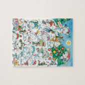 Schattige Cartoon Kerstpoolbeer Pinguïn Feestje Legpuzzel (Horizontaal)