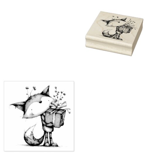 Schattige Cartoon Kerstvos Rubberstempel (Gestempeld)