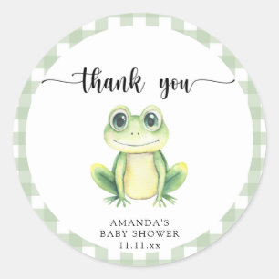 Schattige cartoon kikker babyshower bedankt ronde sticker