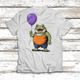 Schattige Cartoon Kikker met Paarse Ballon T-shirt
