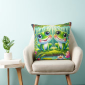 Schattige Cartoon Kikkers Zittend op een Lily Pond Kussen (Stoel)