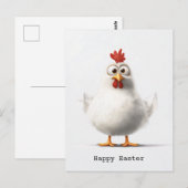 Schattige Cartoon Kip met Fluffy White Feather Briefkaart (Voorkant / Achterkant)