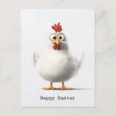 Schattige Cartoon Kip met Fluffy White Feather Briefkaart (Voorkant)
