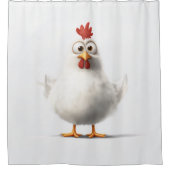 Schattige Cartoon Kip met Fluffy White Feather Douchegordijn (Voorkant)