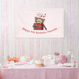 Schattige Cartoon Kitten in een Doos met Hartjes V Spandoek