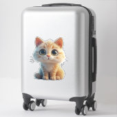 Schattige Cartoon Kitten Met Grote Ogen Sticker (Koffer)