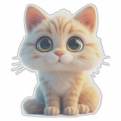 Schattige Cartoon Kitten Met Grote Ogen Sticker (Voorkant)