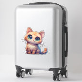 Schattige Cartoon Kitten Met Grote Ogen Sticker (Koffer)