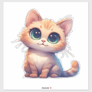 Schattige Cartoon Kitten Met Grote Ogen Sticker