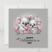 Schattige Cartoon Koala Liefhebbers Harten Valenti Feestdagenkaart (Voorkant)