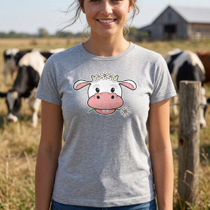Schattige Cartoon Koe Kawaii Boerderij Dier T-Sh T-shirt