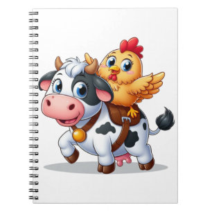 schattige cartoon koe/kip notitieboek