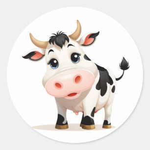 schattige cartoon koe ronde sticker
