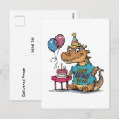 schattige cartoon komodo draak verjaardag briefkaart (Voorkant / Achterkant)