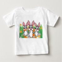 Schattige Cartoon konijnen eten wortelen T-shirt