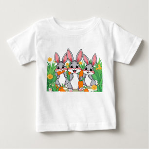 Schattige Cartoon konijnen eten wortelen T-shirt