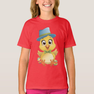 Schattige Cartoon Kuiken met Paaseieren T-shirt
