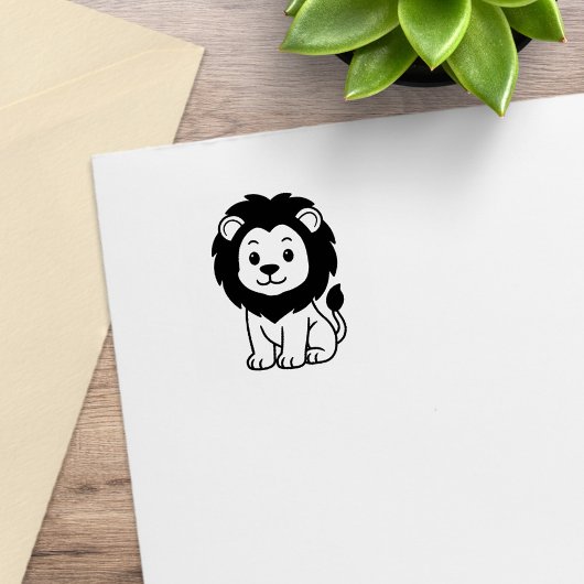 Schattige Cartoon Leeuw 1x1 Rubberstempel