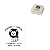 Schattige Cartoon Leeuw Boog Adres Rubberstempel (Gestempeld)