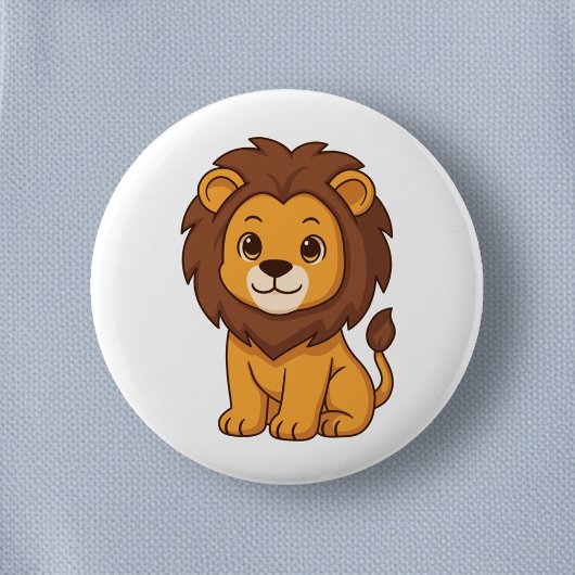 Schattige Cartoon Leeuw Ronde Button 5,7 Cm
