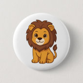 Schattige Cartoon Leeuw Ronde Button 5,7 Cm (Voorkant)