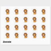 Schattige Cartoon Leeuw Ronde Sticker (Vel)