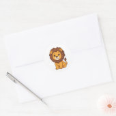 Schattige Cartoon Leeuw Ronde Sticker (Envelop)