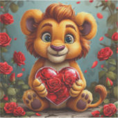 Schattige Cartoon Leeuw Sticker (Voorkant)