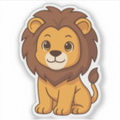 Schattige Cartoon Leeuw Sticker (Voorkant)