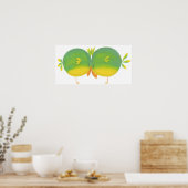 Schattige Cartoon Liefdes Vogels Poster (Keuken)