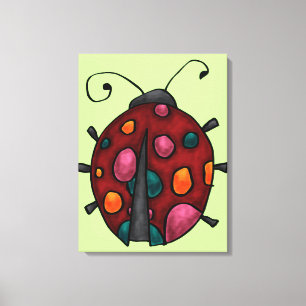 Schattige Cartoon Lieveheersbeestje Canvas Afdruk
