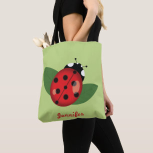 Schattige Cartoon Lieveheersbeestje Met Personalis Tote Bag