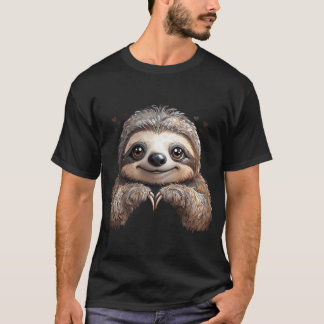 Schattige Cartoon Luiaard Maakt Hart T-shirt