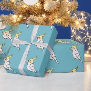 Schattige Cartoon Lutino Cockatiel Papegaaien Voge Cadeaupapier