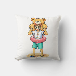 Schattige Cartoon Man met Reusachtige Teddybeer Zo Kussen