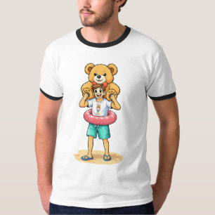 Schattige Cartoon Man met Reusachtige Teddybeer Zo T-shirt